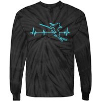 Heartbeat Skiing Winter Ski Is Funny And Cool Gift For Skier Tie-Dye Long Sleeve Shirt