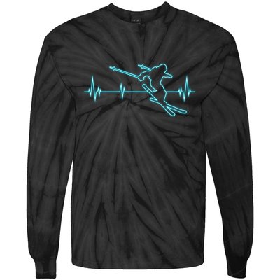 Heartbeat Skiing Winter Ski Is Funny And Cool Gift For Skier Tie-Dye Long Sleeve Shirt