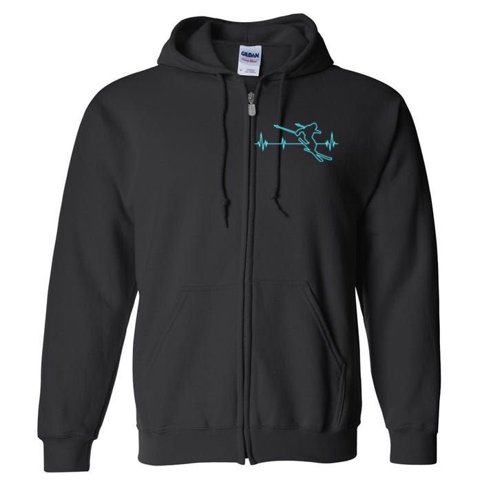 Heartbeat Skiing Winter Ski Is Funny And Cool Gift For Skier Full Zip Hoodie