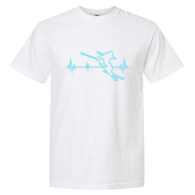 Heartbeat Skiing Winter Ski Is Funny And Cool Gift For Skier Garment-Dyed Heavyweight T-Shirt