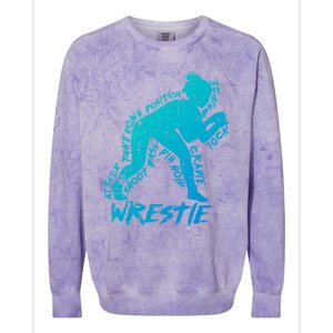 High School Wrestling Mom Dad Gift Wrestling Gift Colorblast Crewneck Sweatshirt