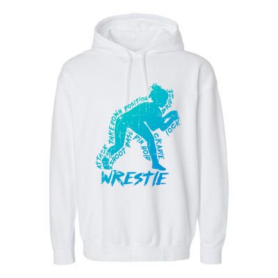 High School Wrestling Mom Dad Gift Wrestling Gift Garment-Dyed Fleece Hoodie