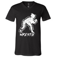 High School Wrestling Mom Dad Gift for Wrestling  V-Neck T-Shirt