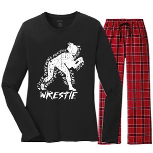 High School Wrestling Mom Dad Gift for Wrestling  Women's Long Sleeve Flannel Pajama Set 