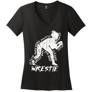 High School Wrestling Mom Dad Gift for Wrestling  Women's V-Neck T-Shirt