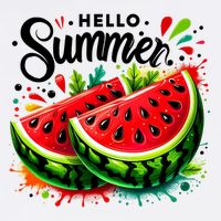 Hello Summer Watermelon Sublimation Cooling Performance Crew T-Shirt