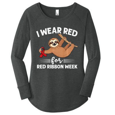 Hanging Sloth We Wear Red For Red Ribbon Week Awareness Women's Perfect Tri Tunic Long Sleeve Shirt