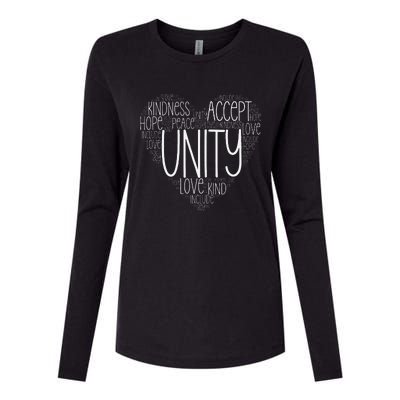 Heart Shaped Words Of Unity Anti Bullying Orange Womens Cotton Relaxed Long Sleeve T-Shirt