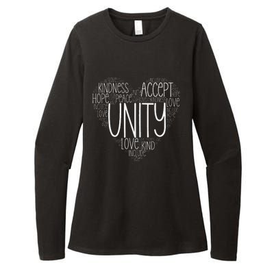 Heart Shaped Words Of Unity Anti Bullying Orange Womens CVC Long Sleeve Shirt