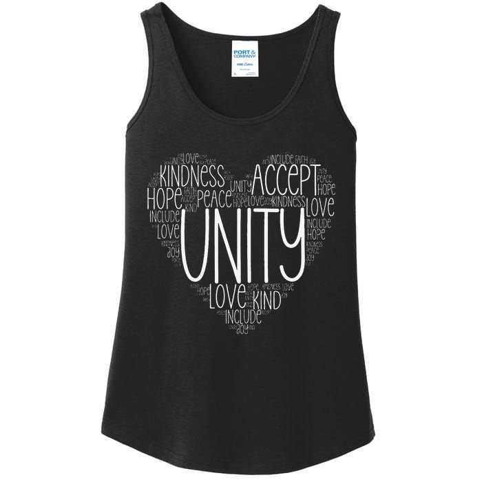 Heart Shaped Words Of Unity Anti Bullying Orange Ladies Essential Tank