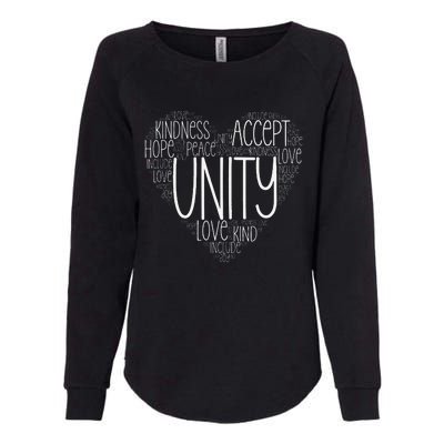 Heart Shaped Words Of Unity Anti Bullying Orange Womens California Wash Sweatshirt