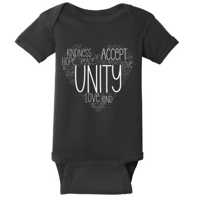 Heart Shaped Words Of Unity Anti Bullying Orange Baby Bodysuit