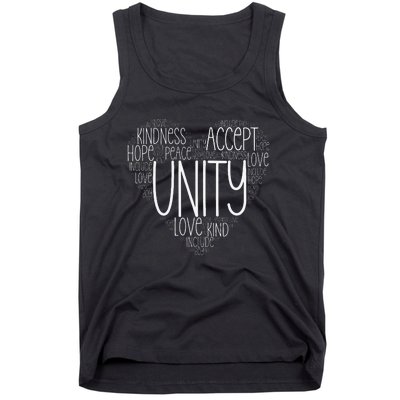 Heart Shaped Words Of Unity Anti Bullying Orange Tank Top