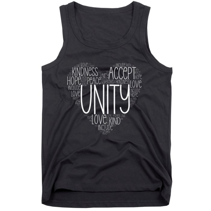 Heart Shaped Words Of Unity Anti Bullying Orange Tank Top