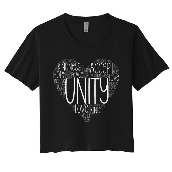 Heart Shaped Words Of Unity Anti Bullying Orange Women's Crop Top Tee