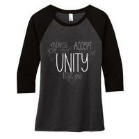 Heart Shaped Words Of Unity Anti Bullying Orange Women's Tri-Blend 3/4-Sleeve Raglan Shirt