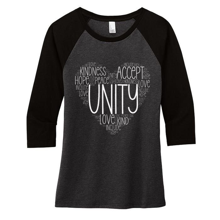 Heart Shaped Words Of Unity Anti Bullying Orange Women's Tri-Blend 3/4-Sleeve Raglan Shirt