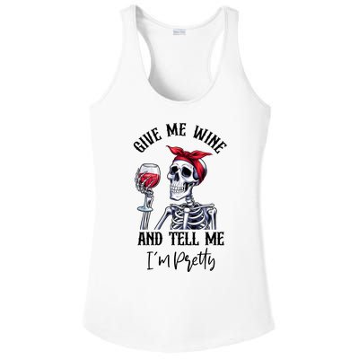 Halloween Skeleton With Red Wine Wine Glass Funny Halloween Ladies PosiCharge Competitor Racerback Tank