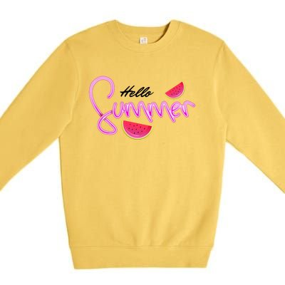 Hello Summer Watermelon Retro Premium Crewneck Sweatshirt