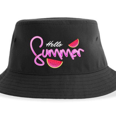 Hello Summer Watermelon Retro Sustainable Bucket Hat