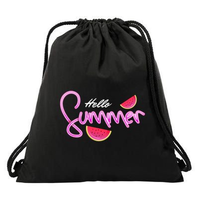 Hello Summer Watermelon Retro Drawstring Bag