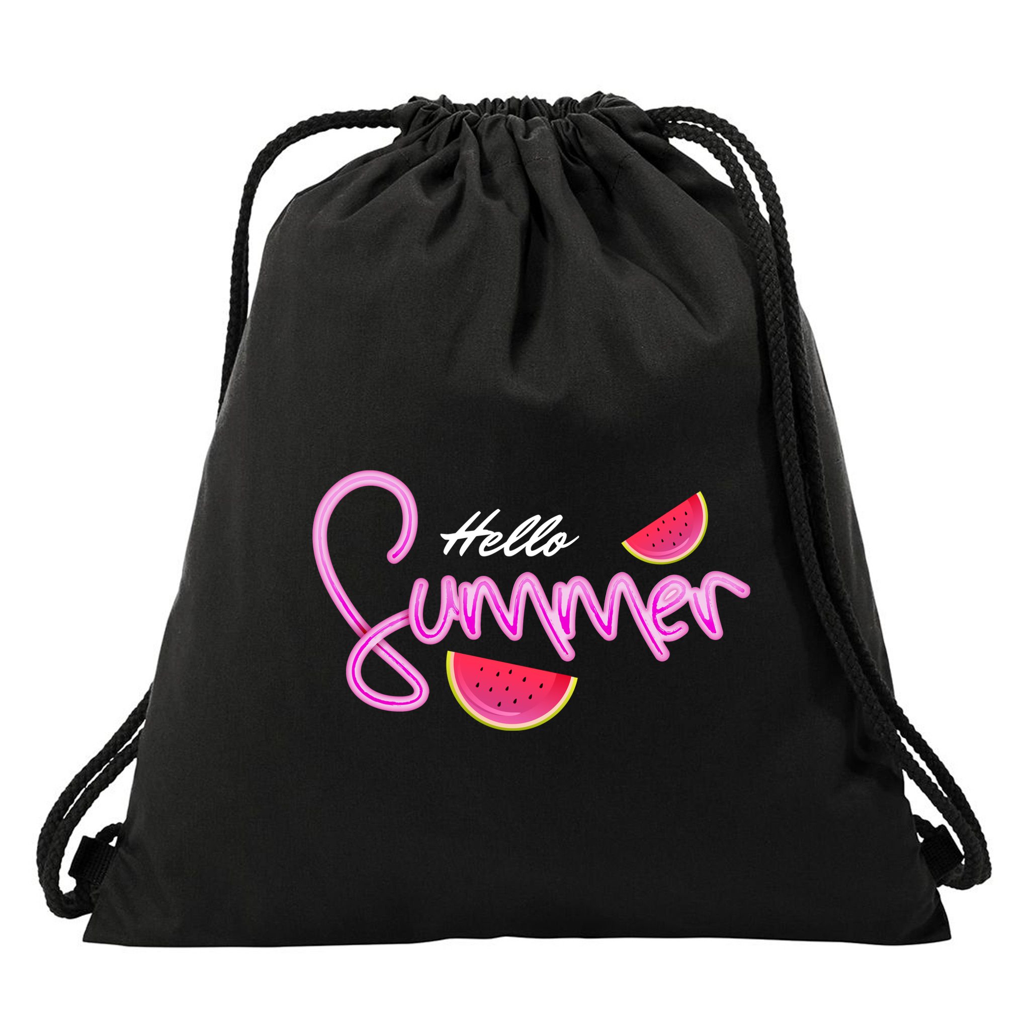Hello Summer Watermelon Retro Drawstring Bag