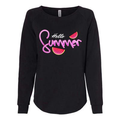 Hello Summer Watermelon Retro Womens California Wash Sweatshirt