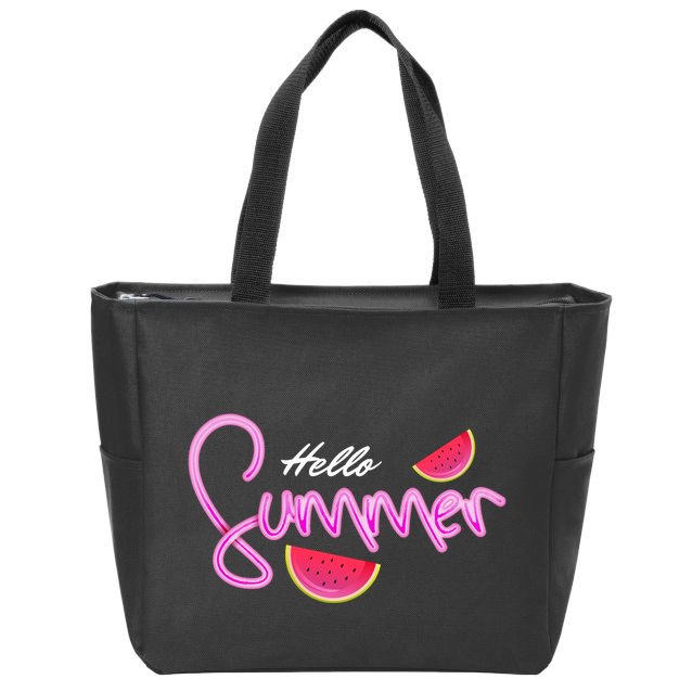 Hello Summer Watermelon Retro Zip Tote Bag