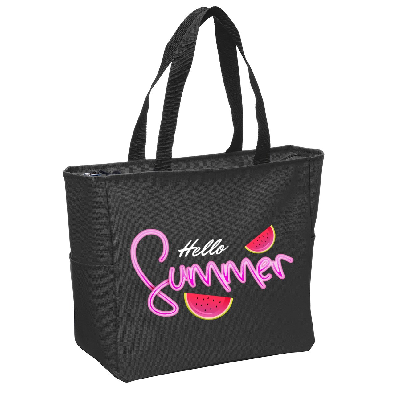 Hello Summer Watermelon Retro Zip Tote Bag