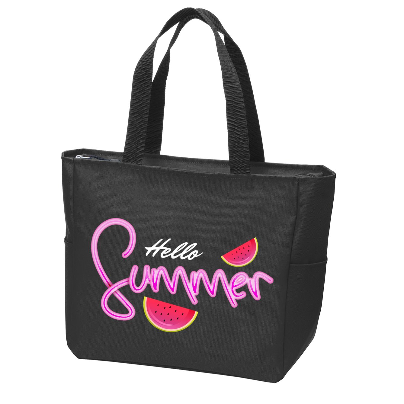 Hello Summer Watermelon Retro Zip Tote Bag