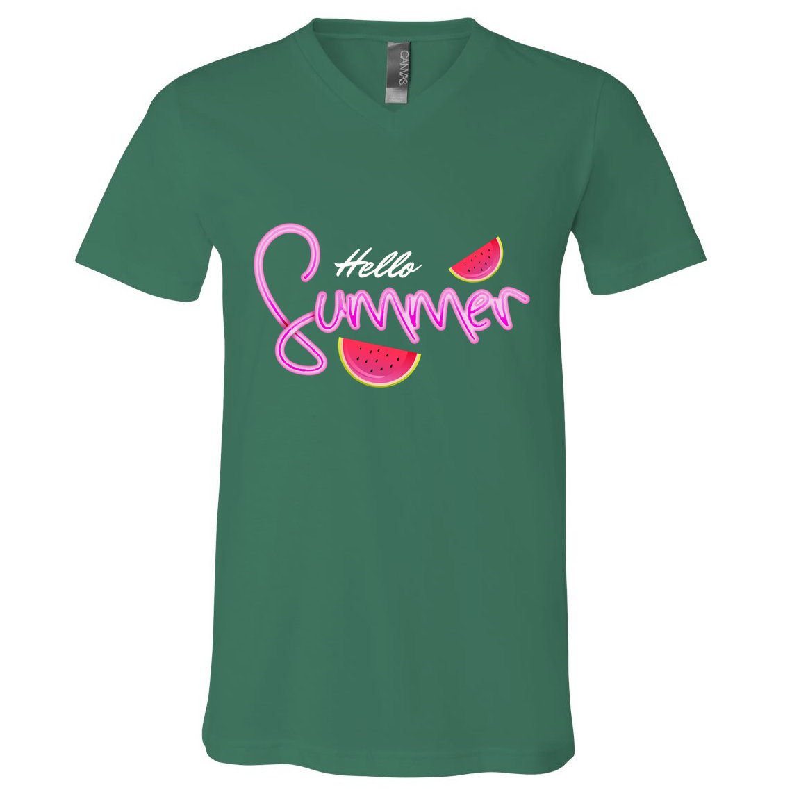 Hello Summer Watermelon Retro V-Neck T-Shirt