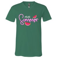 Hello Summer Watermelon Retro V-Neck T-Shirt