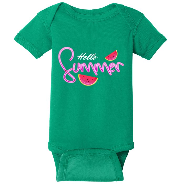 Hello Summer Watermelon Retro Baby Bodysuit