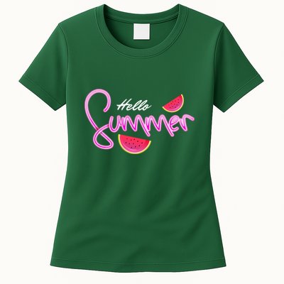 Hello Summer Watermelon Retro Womens T-Shirt