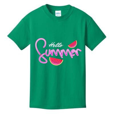 Hello Summer Watermelon Retro Kids T-Shirt