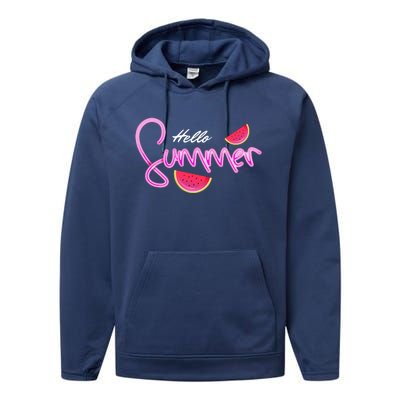 Hello Summer Watermelon Retro Performance Fleece Hoodie