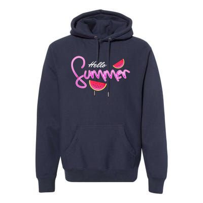 Hello Summer Watermelon Retro Premium Hoodie