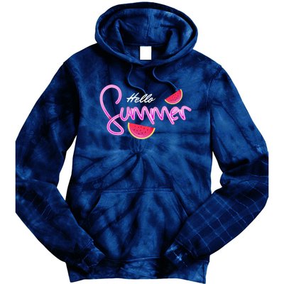 Hello Summer Watermelon Retro Tie Dye Hoodie