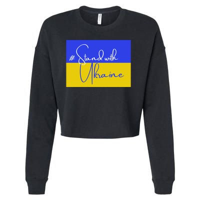 Hashtag Stand With Ukraine Flag Cropped Pullover Crew