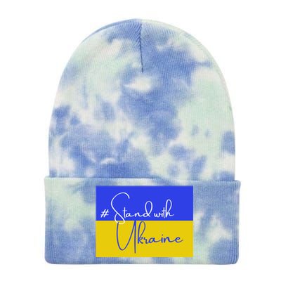 Hashtag Stand With Ukraine Flag Tie Dye 12in Knit Beanie