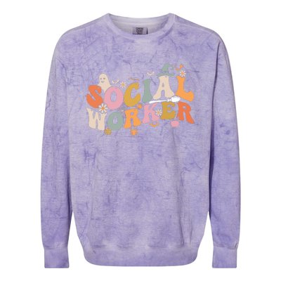 Halloween Social Worker Spooky Ghost Spooky Season Colorblast Crewneck Sweatshirt