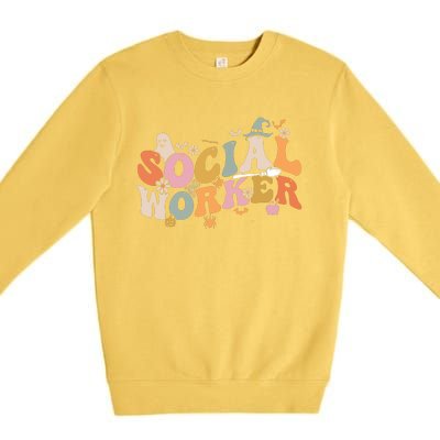 Halloween Social Worker Spooky Ghost Spooky Season Premium Crewneck Sweatshirt