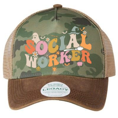 Halloween Social Worker Spooky Ghost Spooky Season Legacy Tie Dye Trucker Hat