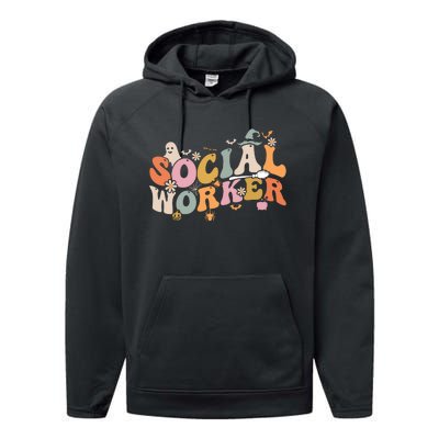 Halloween Social Worker Spooky Ghost Spooky Season Performance Fleece Hoodie