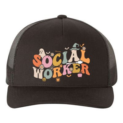 Halloween Social Worker Spooky Ghost Spooky Season Yupoong Adult 5-Panel Trucker Hat