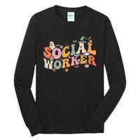 Halloween Social Worker Spooky Ghost Spooky Season Tall Long Sleeve T-Shirt