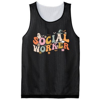 Halloween Social Worker Spooky Ghost Spooky Season Mesh Reversible Basketball Jersey Tank