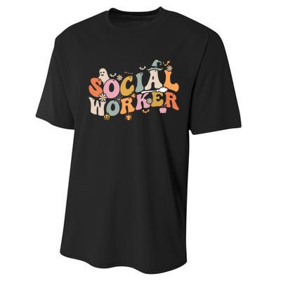 Halloween Social Worker Spooky Ghost Spooky Season Performance Sprint T-Shirt