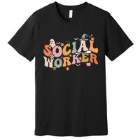 Halloween Social Worker Spooky Ghost Spooky Season Premium T-Shirt