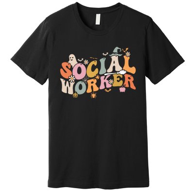 Halloween Social Worker Spooky Ghost Spooky Season Premium T-Shirt